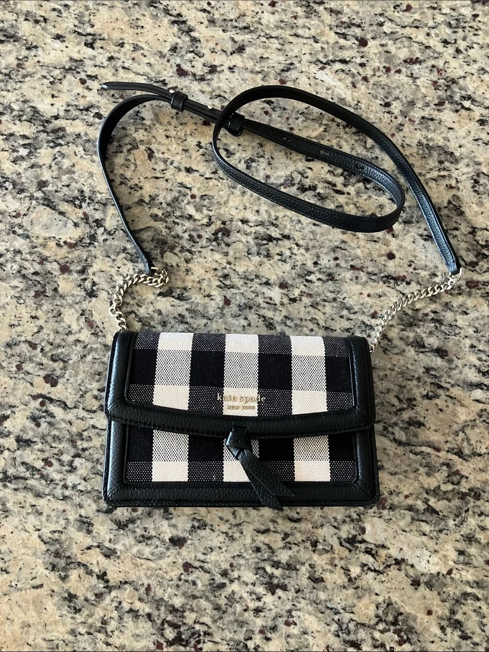 kate spade Black and White Gingham Crossbody